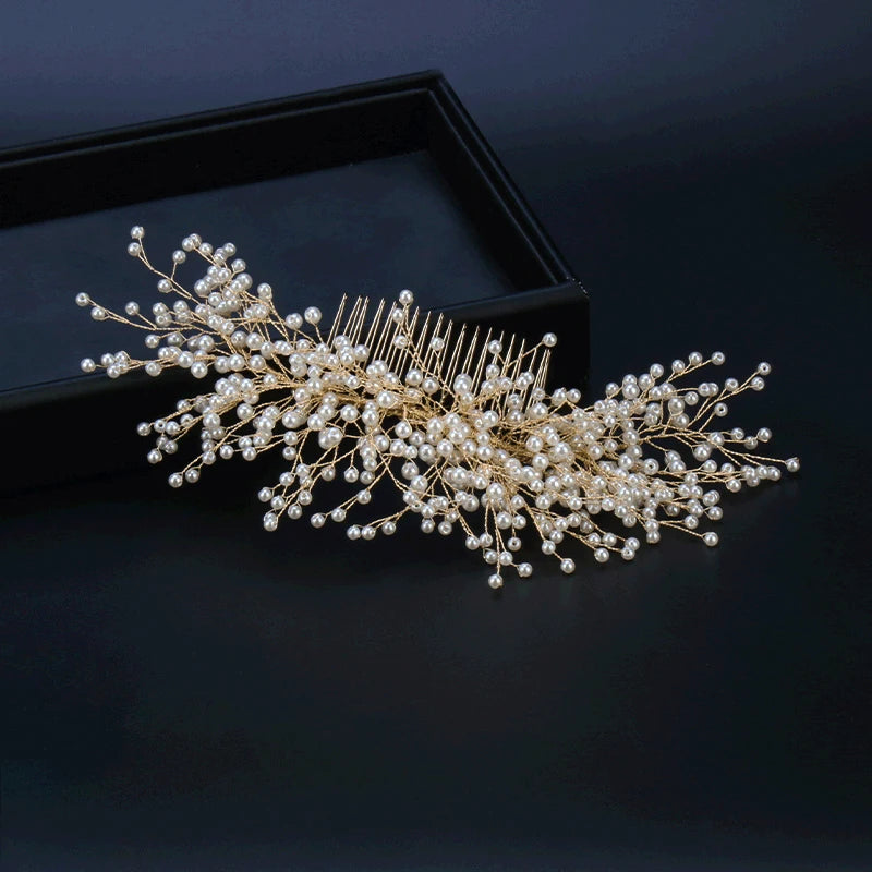 Bride Wedding Pearl Hair Pins Gold/Silver Color Metal Hair Combs Super Fairy Hairclips for Women Party Hair Jewlery Accessories
